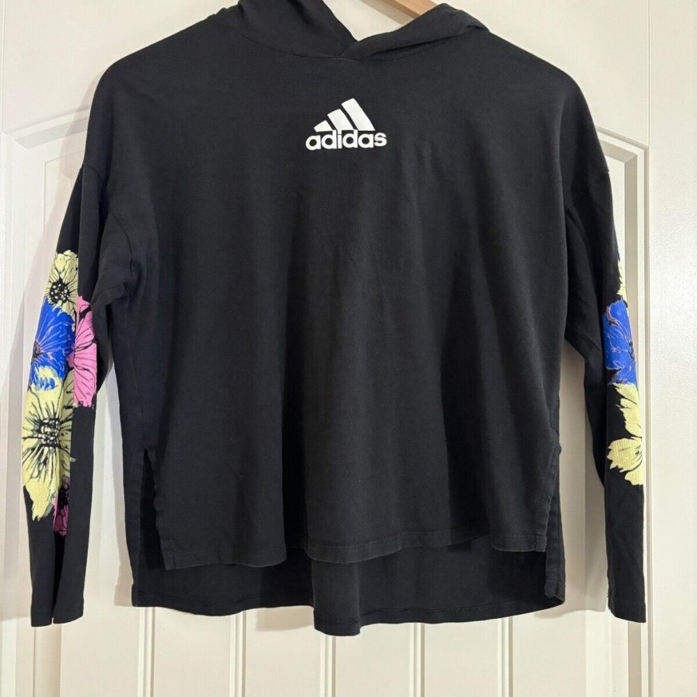 Girls Floral Adidas Hooded Long Sleeve Loose Fit Shirt Size 14